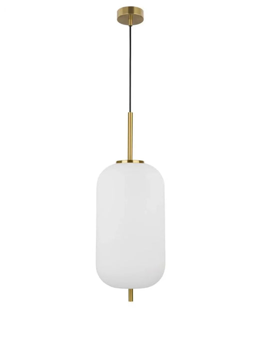 Pendul structura din Metal Auriu si abajur din Sticla Alb H120xL22cm IP20 LATO