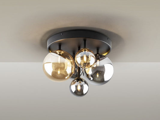 Plafoniera din Metal si Sticla Negru H34xD45cm Dark