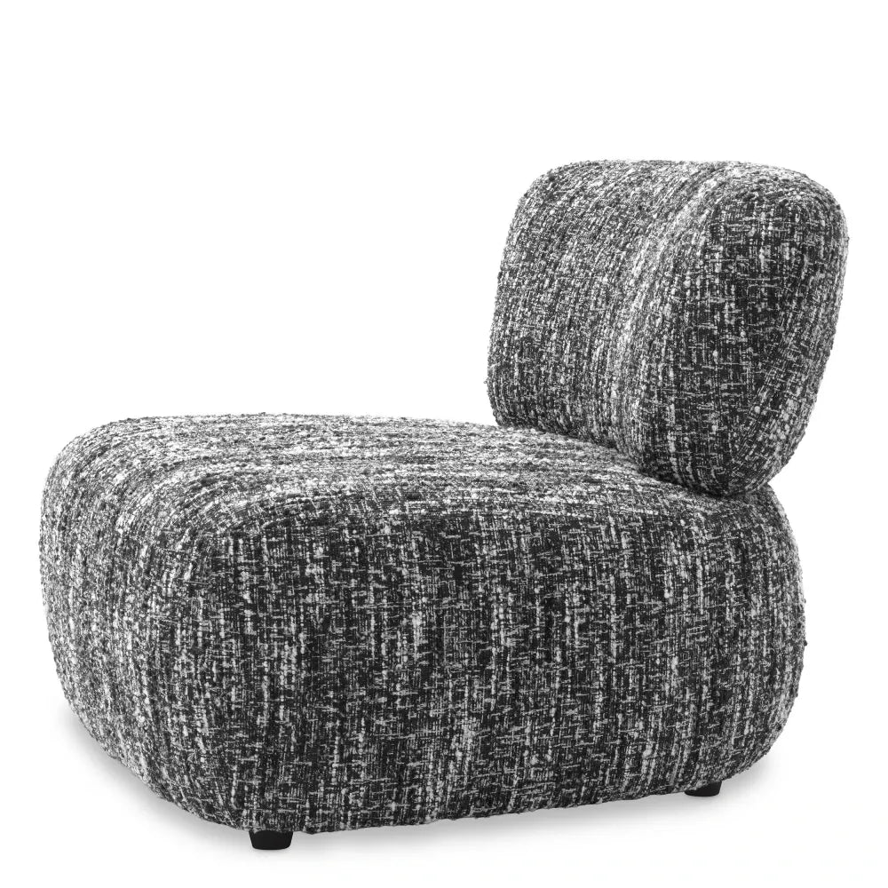 Fotoliu tapitat cu Stofa boucle Alb/Negru L85xA87xH72cm Leon Eichholtz