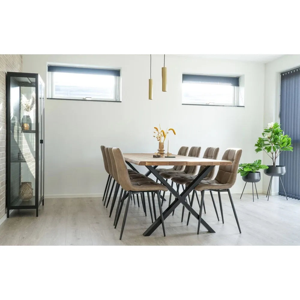 Masa din Metal Negru si Lemn de stejar Maro L240xH75cm Toulon