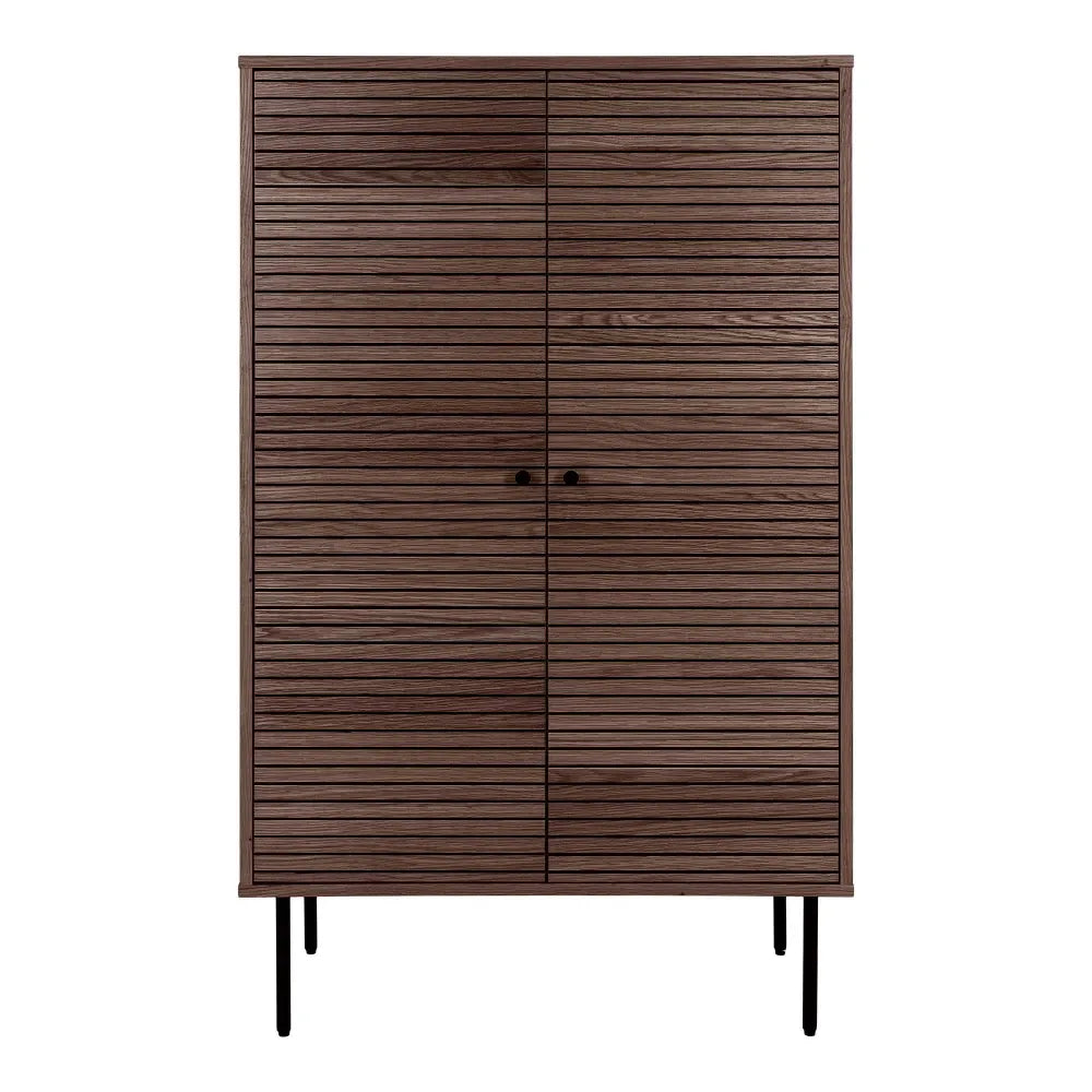Dulap din Furnir de stejar/MDF Maro inchis si Metal Negru L80xH130cm Kyoto