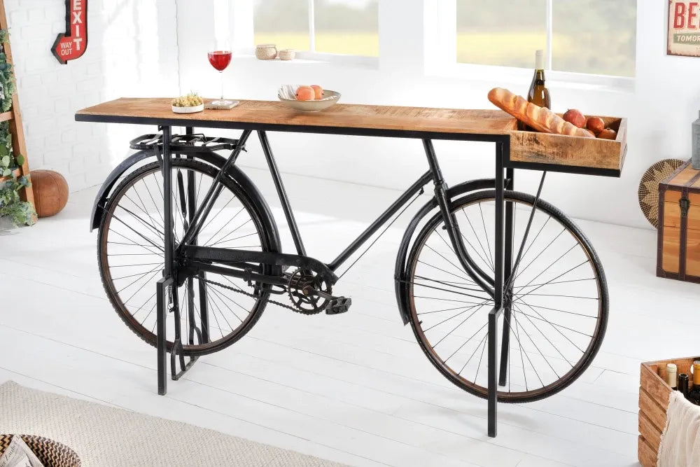 Consola din Lemn de mango Maro si Metal Negru L194xH94cm BICYCLE