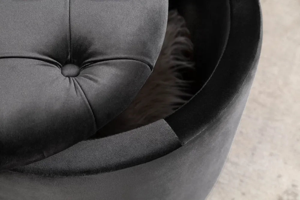 Puf cu spatiu de depozitare din Catifea Gri inchis H43xL50cm Modern Barock