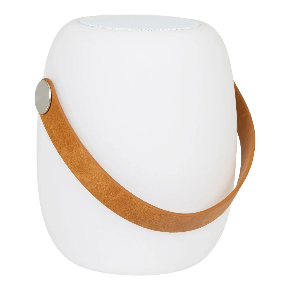 Lampa exterioara reincarcabila cu boxa Bluetooth incorporata din Polipropilena Alb H21xD18cm Cardiff