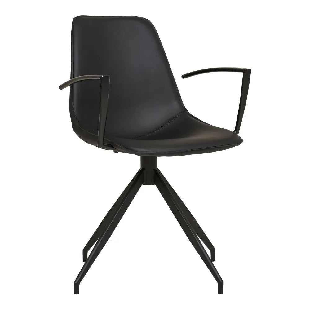 Set 2 scaune din Metal Negru si Piele sintetica Negru H86xL48xA56cm Monaco