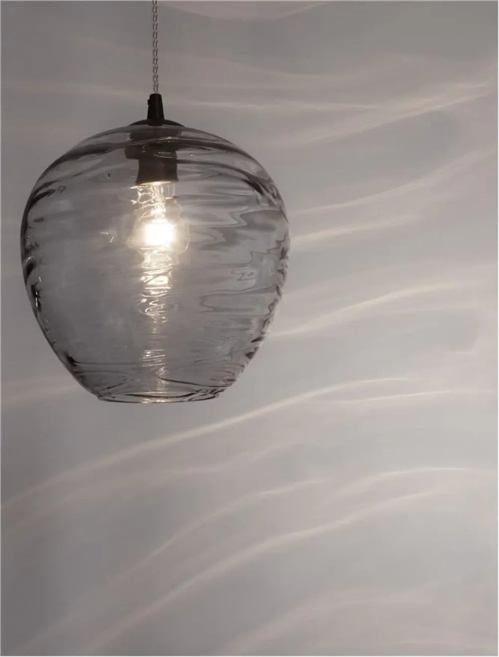 Pendul structura din Metal Negru si abajur din Sticla Gri deschis H120xL25cm IP20 EVLEEN