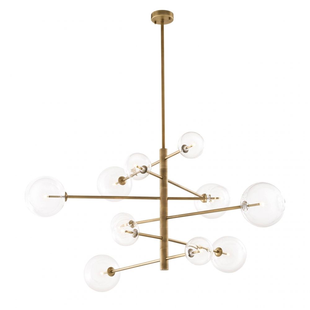 Lustra rotunda cu inaltime reglabila din Sticla Transparent cu 12 becuri D130xH150cm ARGENTO L