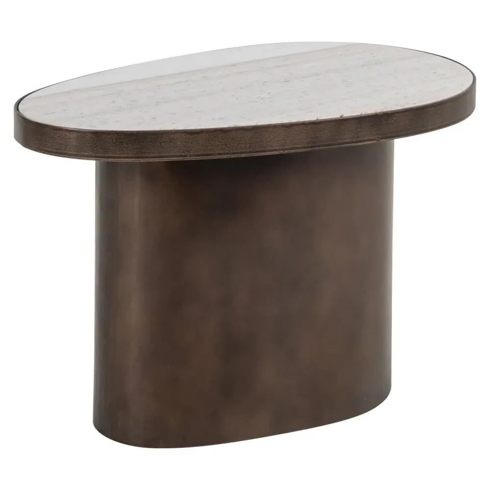 Masuta laterala din MDF/Metal Maro si Marmura Crem L70xH45cm Biloxi Richmond interiors