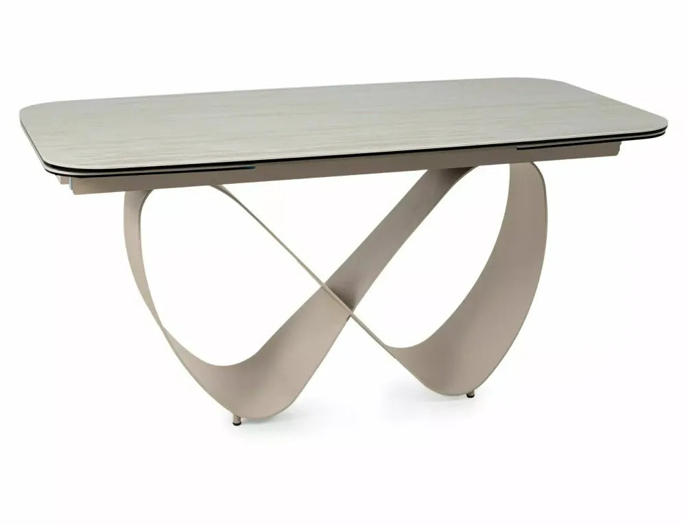 Masa extensibila din Metal Bej si Sticla securizata+Ceramica Bej mat L160-240xH76cm Infinity