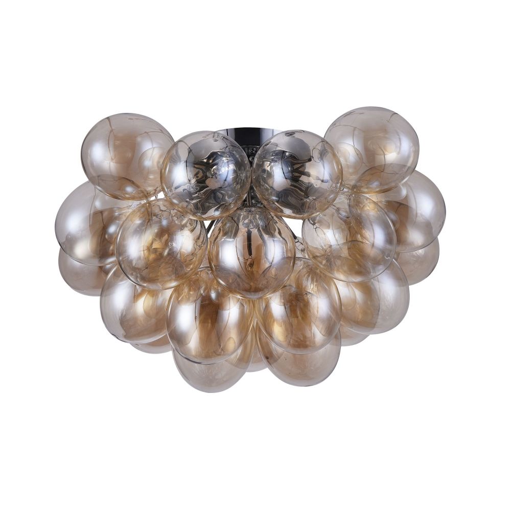 Candelabru Rotund din Metal si Sticla Argintiu/Auriu Balbo D50xH32cm