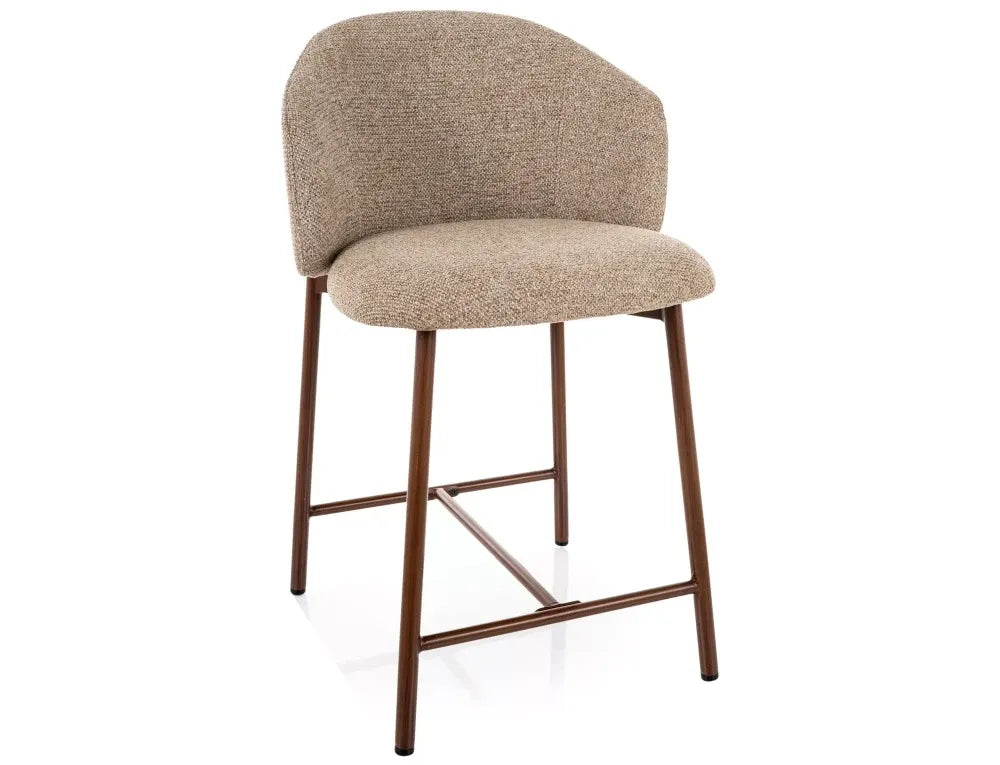 Scaun de insula din Stofa Bej si Metal Maro H88xL54xA54cm Osaka