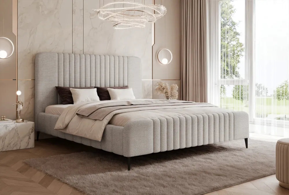 Pat 120 x 200 tapitat cu Chenille Cremona Gri deschis Sora