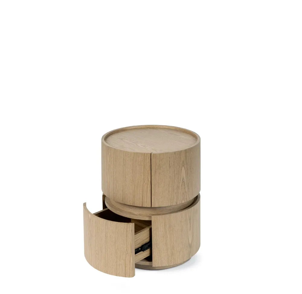 Noptiera rotunda cu 2 sertare Timeo de culoare stejar L40xH50cm