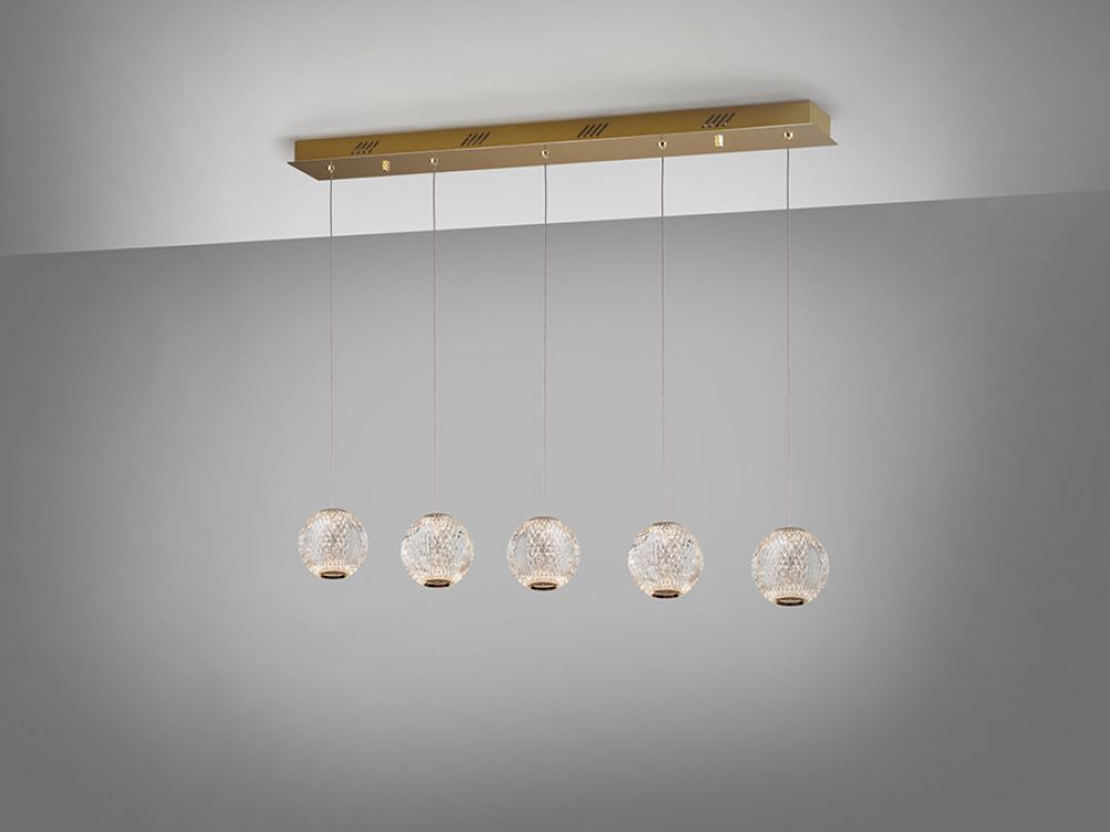 Lustra dreptunghiulara cu inaltime reglabila din Sticla Transparent cu LED L96x11xH150cm Austral