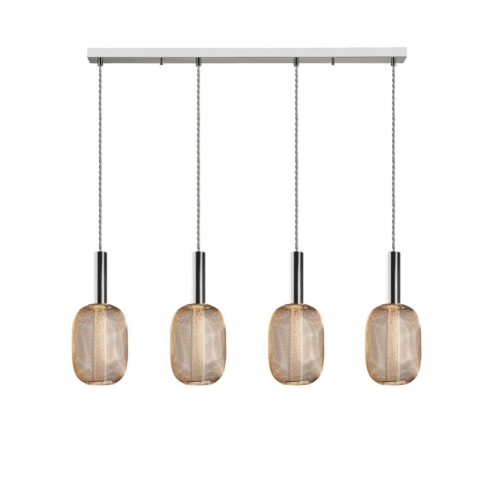 Lustra dreptunghiulara cu inaltime reglabila din Metal Auriu cu LED L88x13xH145cm Micron