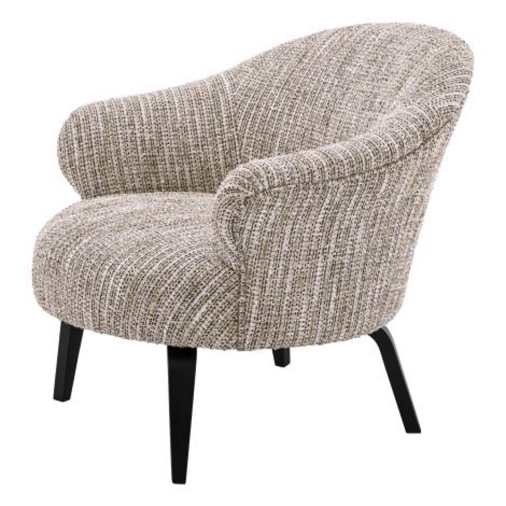 Fotoliu tapitat cu Material Textil Bej cu baza din Metal Negru H69xL68xA74cm Moretti