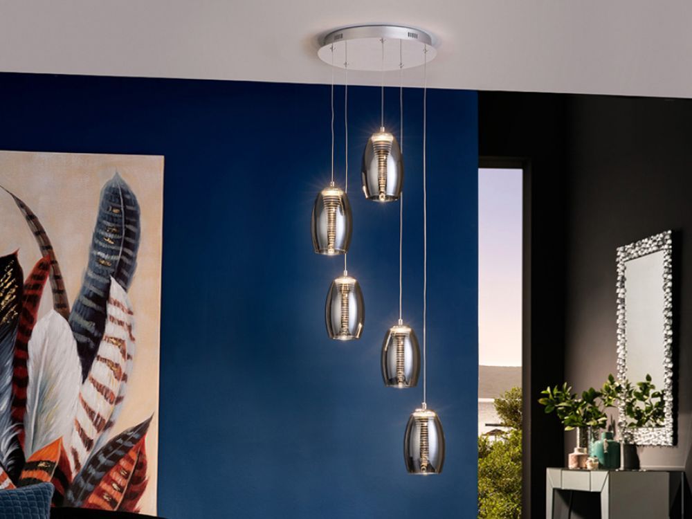 Lustra rotunda cu inaltime reglabila din Sticla Transparent cu LED D38xH170cm Nebula