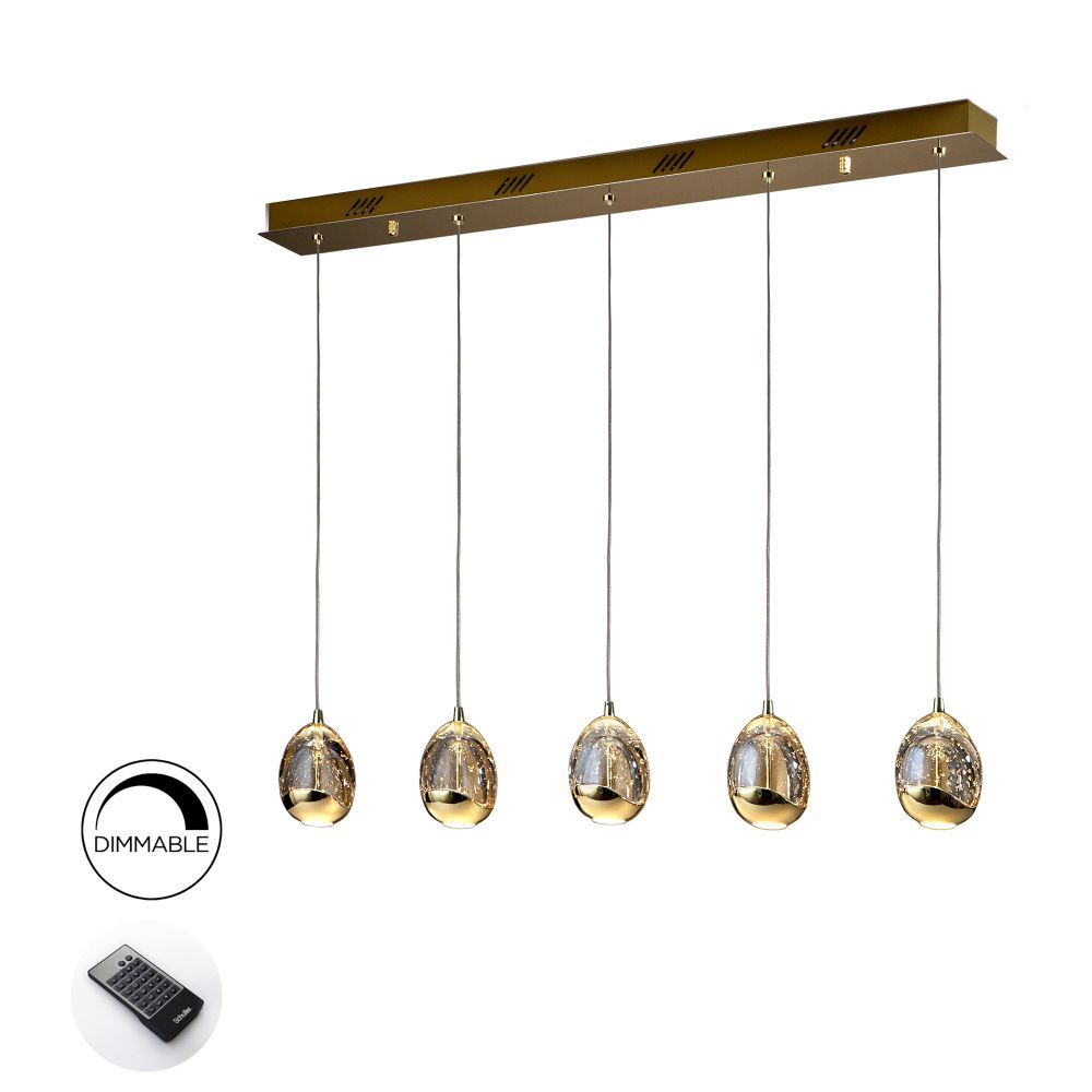 Lustra dreptunghiulara cu inaltime reglabila din Sticla Transparent cu LED L96x9xH145cm Rocio