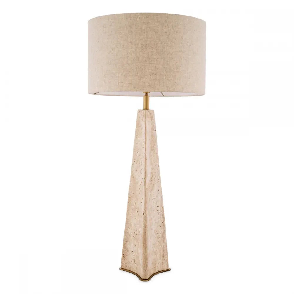 Lampa de podea din Metal/Travertin Alama/Bej si Textil Bej H106.5xD48cm Benson  Eichholtz