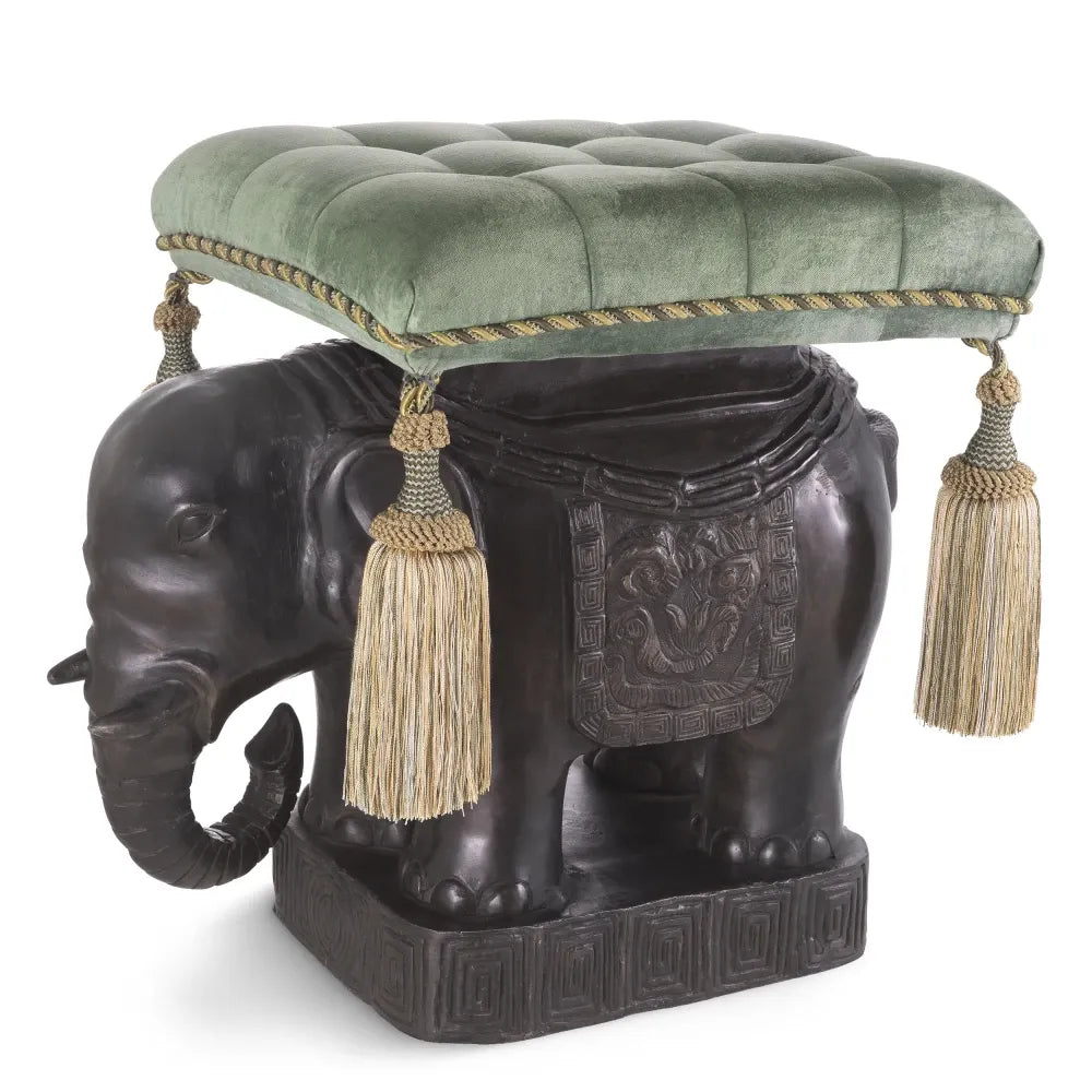 Taburet tapitat cu Catifea Turcoaz L40xA58xH55cm Elephant Eichholtz
