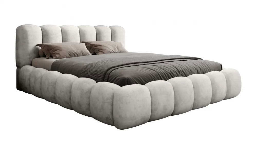 Pat 140x200cm tapitat cu Chenille Gri deschis Dallas