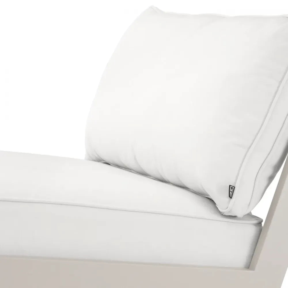 Fotoliu de exterior din Metal Bej si Stofa Alb H76xL80xA88cm Lomax Eichholtz