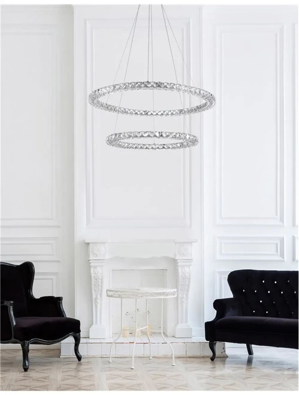 Lustra structura din Aluminiu Argintiu si abajur din Cristal Transparent H120xL70cm IP20 60W 3600lm 3500k QUENTIN