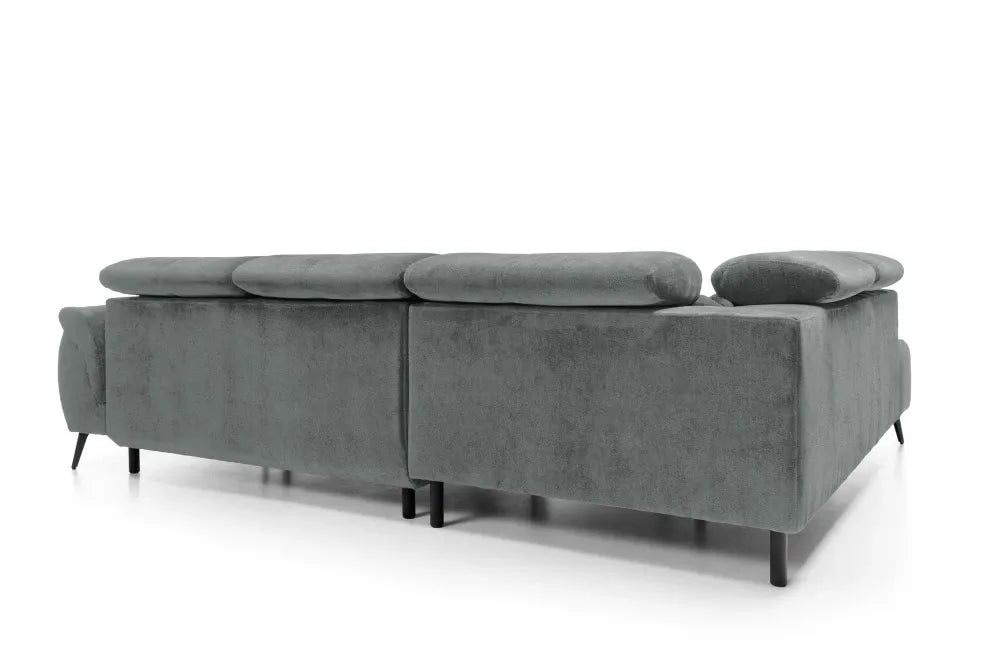 Coltar extensibil electric tapitat cu Chenille Gri Inchis cu lada depozitare Genova II