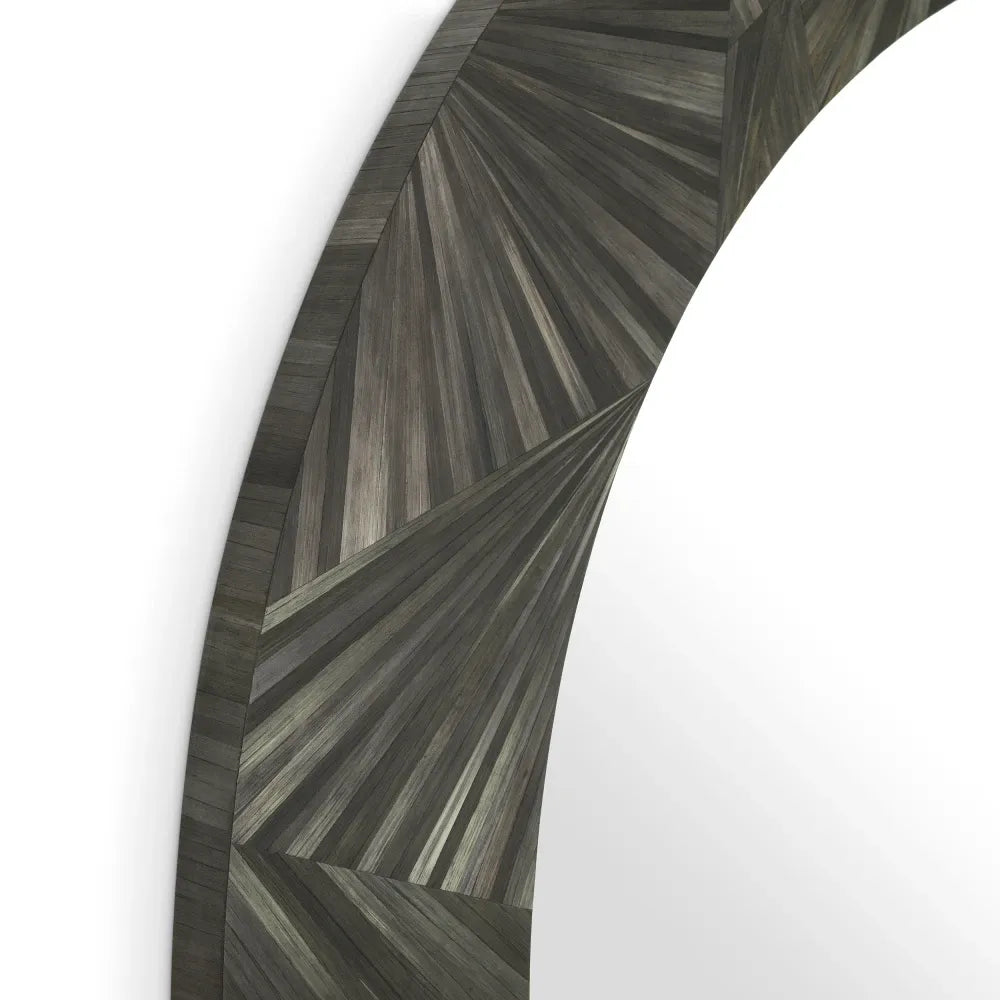 Oglinda cu rama din MDF/Paie Gri carbune D120cm Cassara Eichholtz
