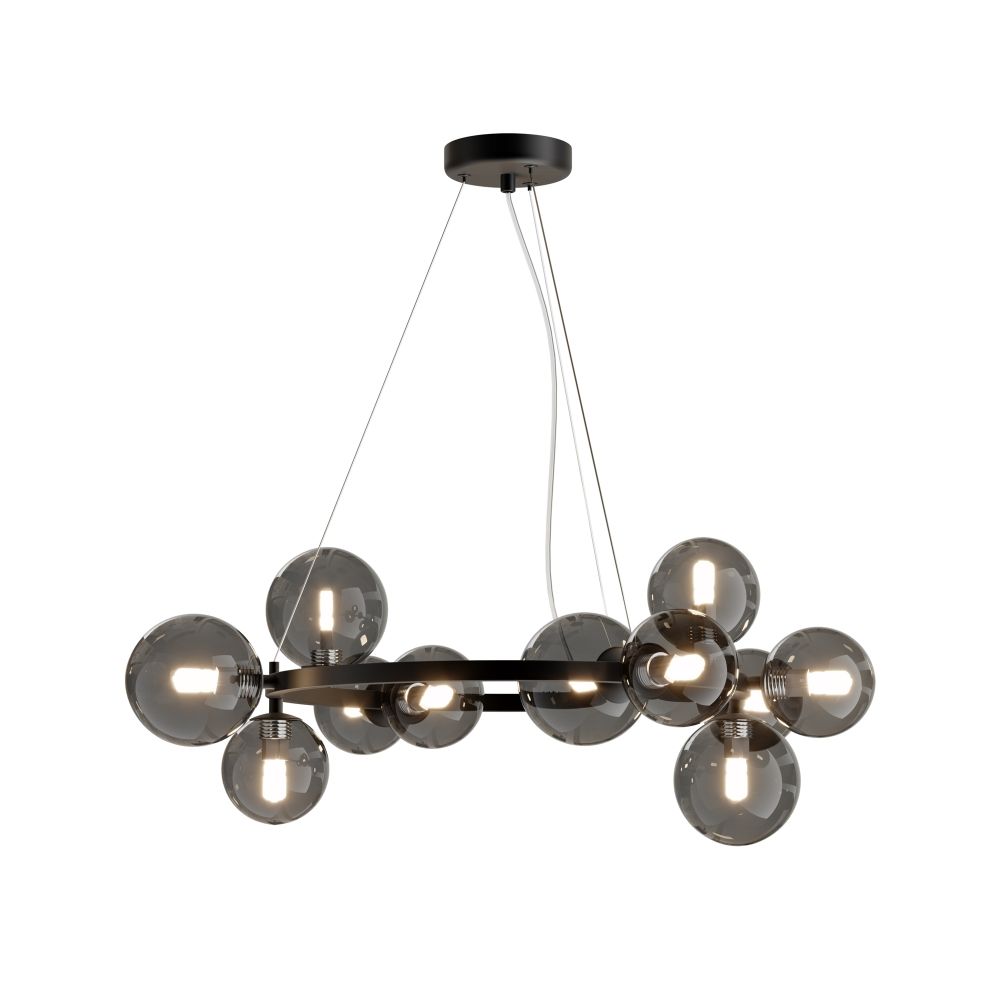 Lustra din Metal si Sticla Negru/Gri cu 11 becuri G9 28W D67xH137cm Dallas