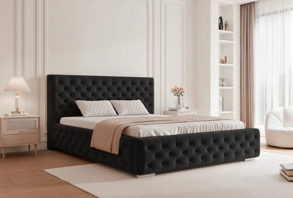 Pat 120 x 200 tapitat cu Stofa Kronos Negru Noah