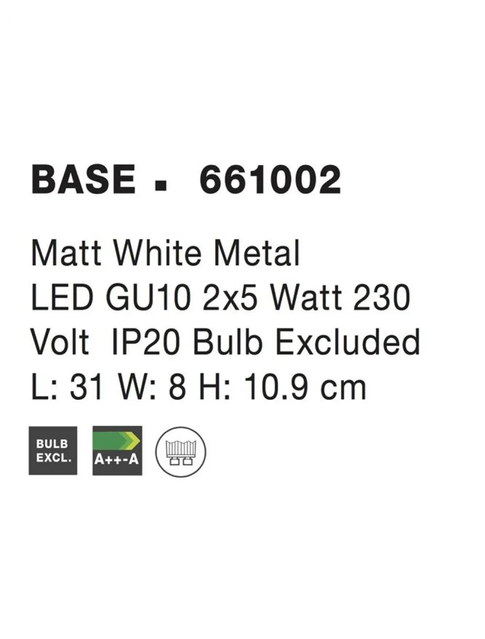 Plafoniera din Metal Alb H10.9xL31cm IP20 BASE