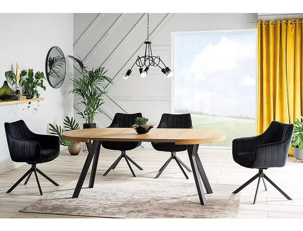 Scaun tapitat cu Catifea Negru cu picioare din Metal Negru H86xL61xA44cm Azalia