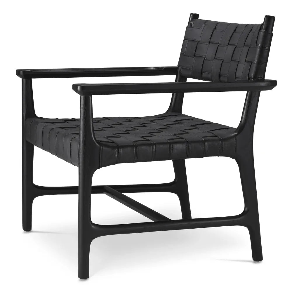 Fotoliu tapitat cu Piele naturala Negru L70xA69.5xH77cm Tiberio Eichholtz