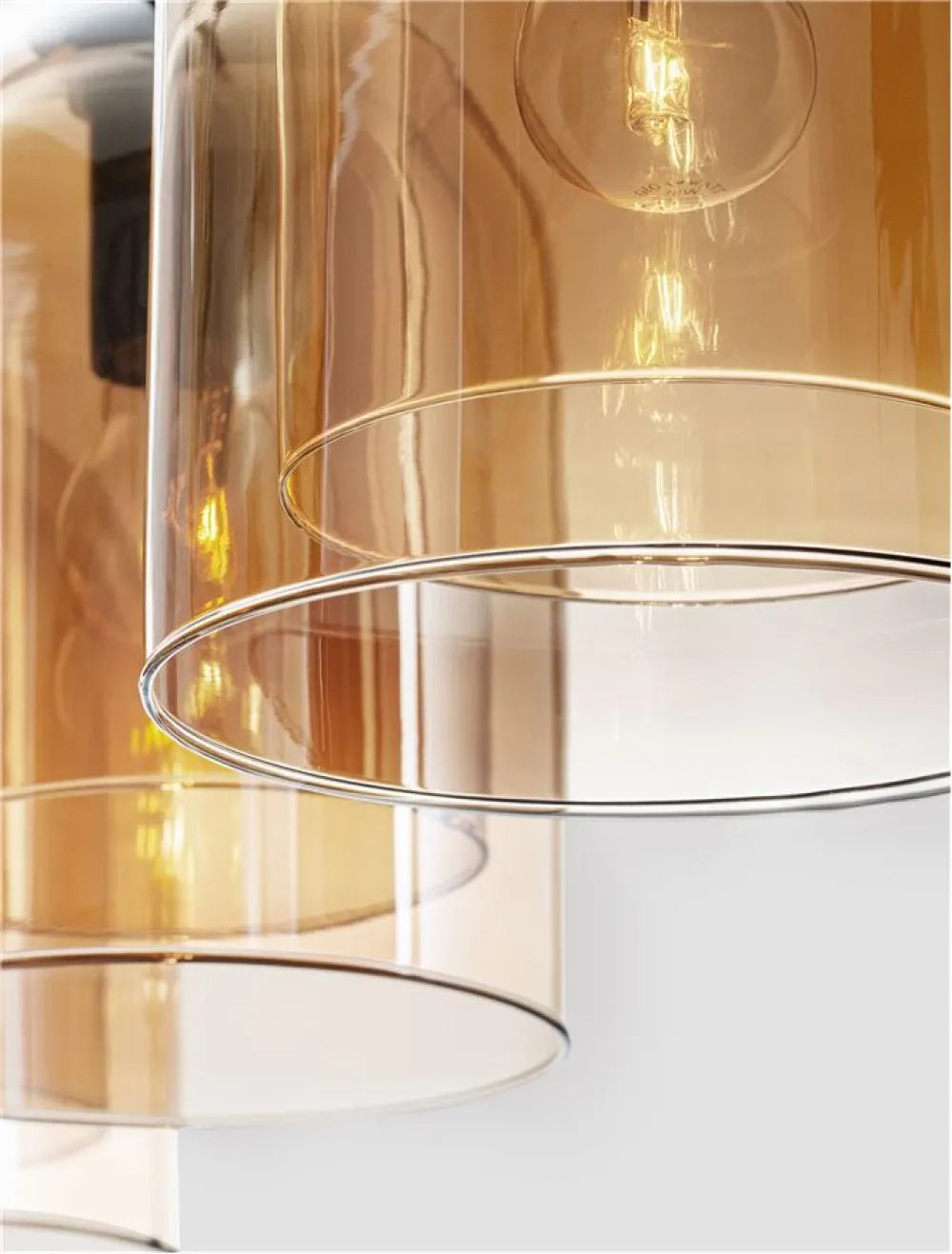 Lustra structura din Metal Negru si abajur din Sticla Auriu H158xL70cm IP20 VELOR