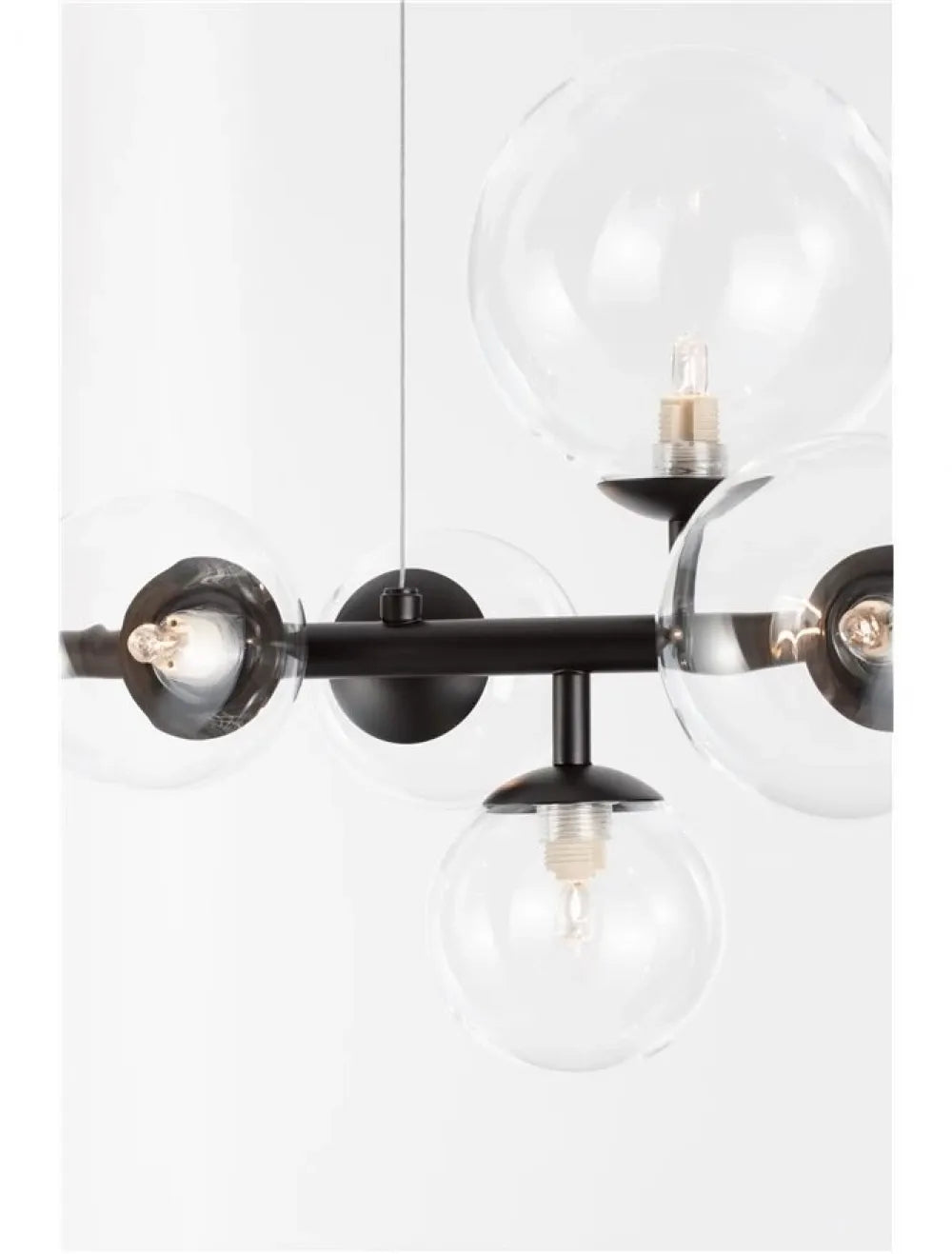 Lustra structura din Metal Negru si abajur din Sticla Transparent H120xL65cm IP20 ODILLIA
