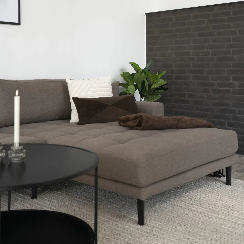 Coltar orientare dreapta cu picioare din Lemn de fag negru tapitat cu Stofa Maro L290xH76cm Lido