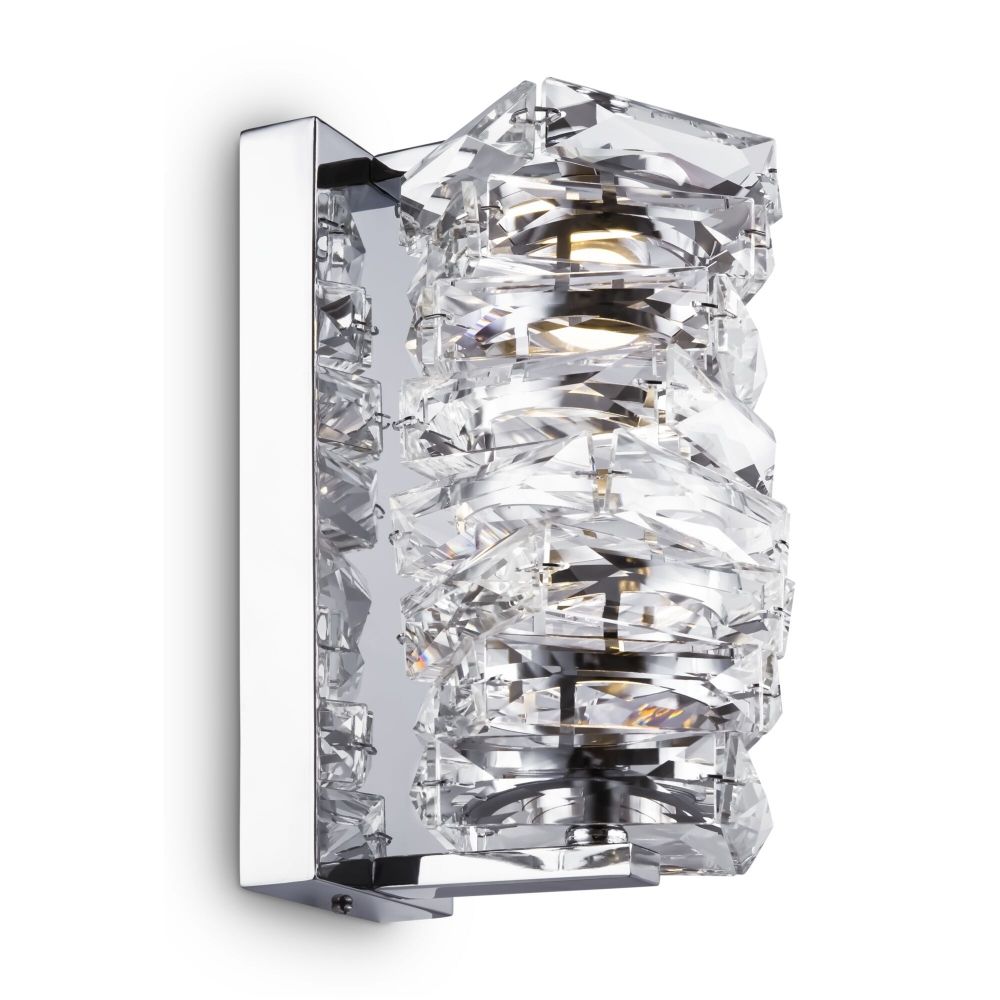 Aplica de perete Metal si Sticla Argintiu/Transparent L15xH24cm Coil