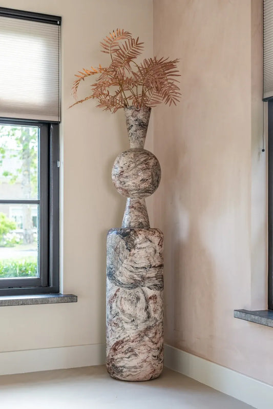 Vaza din Metal Alb/Negru L25xH64cm Florry