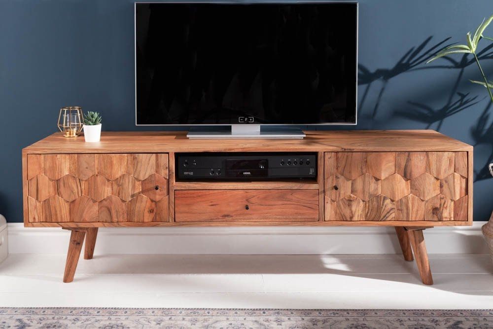 Comoda TV din Lemn masiv de salcam Maro Mystic L140xH45cm
