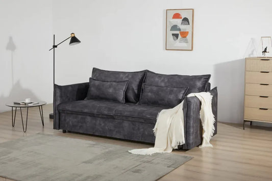 Canapea extensibila de 3 locuri tapitat cu Catifea raiata Gri L215cm Apartment