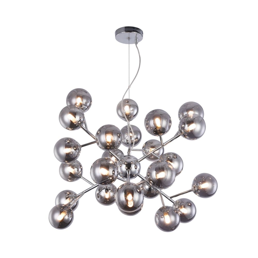 Lustra rotunda cu inaltime reglabila din Sticla Negru cu 24 becuri D65xH147cm Dallas