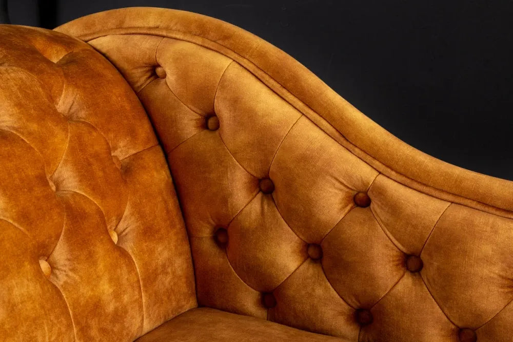 Sezlong tapitat cu Catifea Galben L170cm Chesterfield