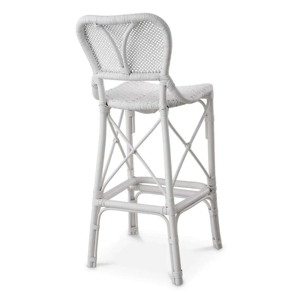 Scaun de bar din Ratan Alb L48xA50.5xH104.5cm Colony Eichholtz