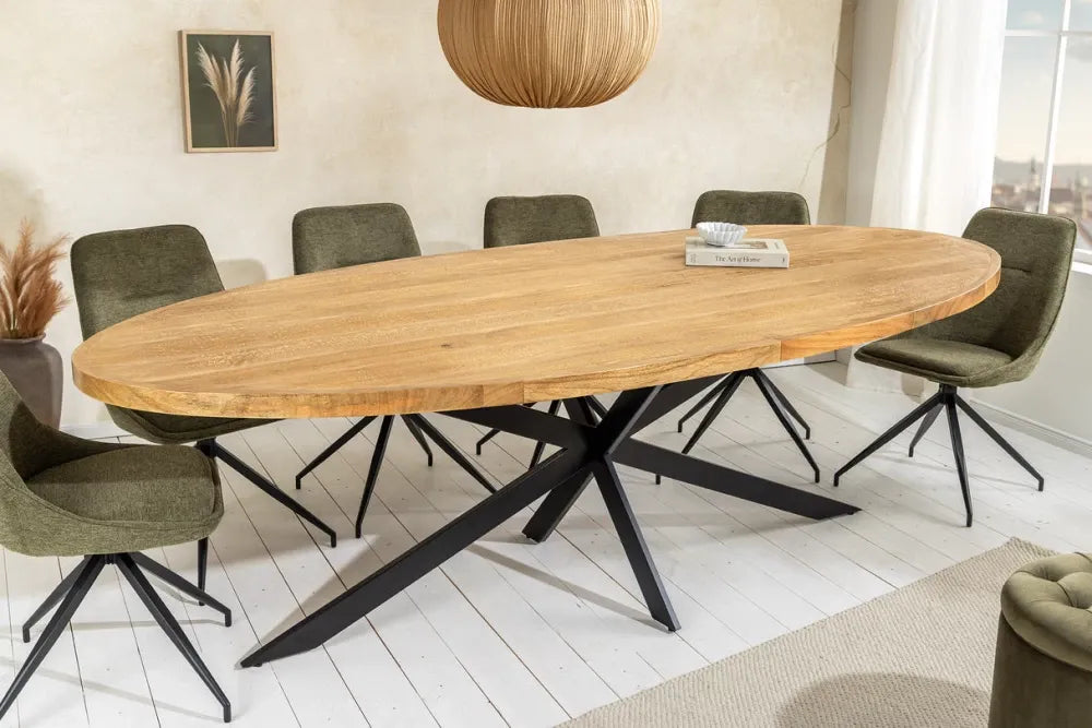 Masa ovala din Lemn de mango Maro si Metal Negru L240xH76cm Galaxie