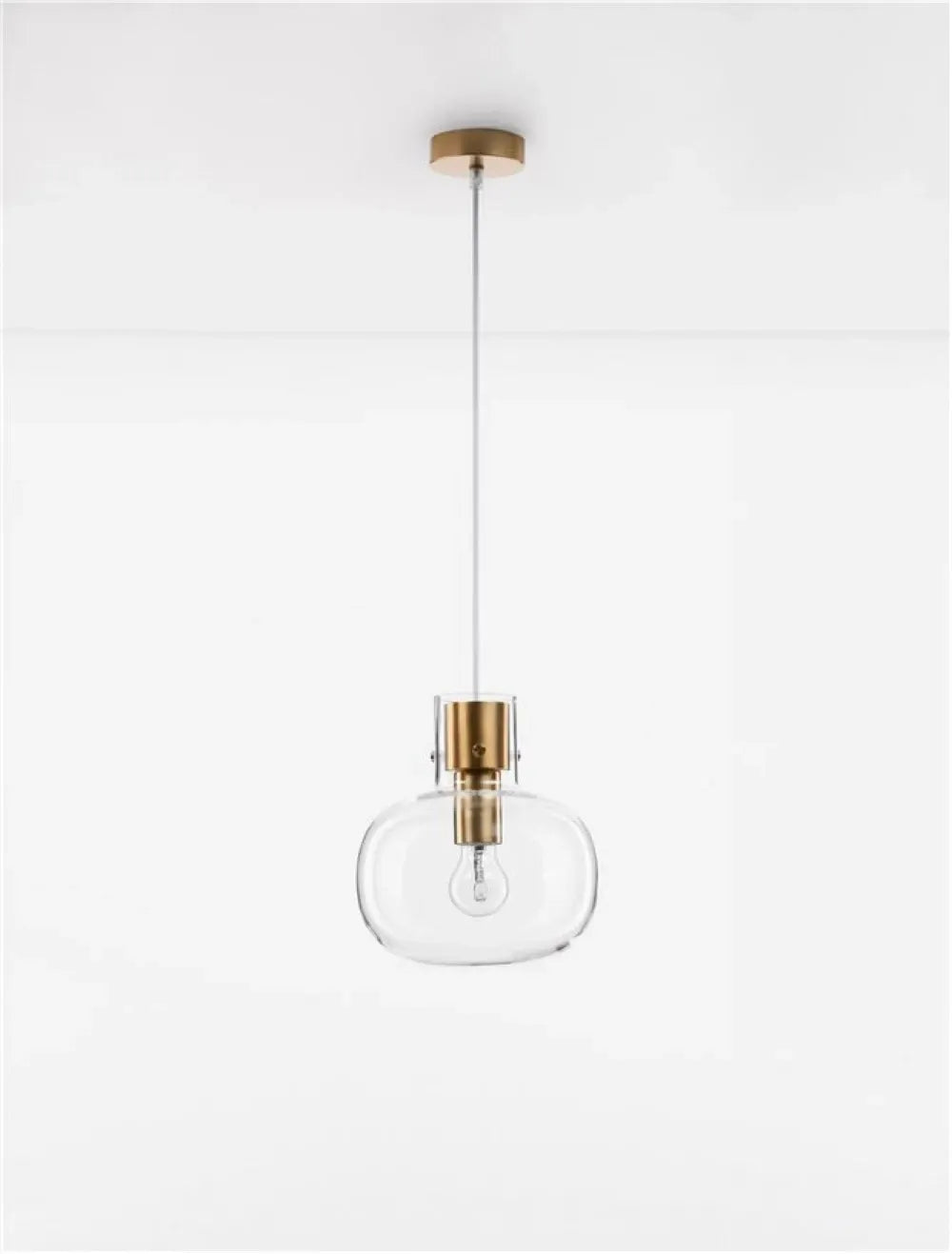 Pendul structura din Metal Alama si abajur din Sticla Transparent H228xL22cm IP20 CINZIA