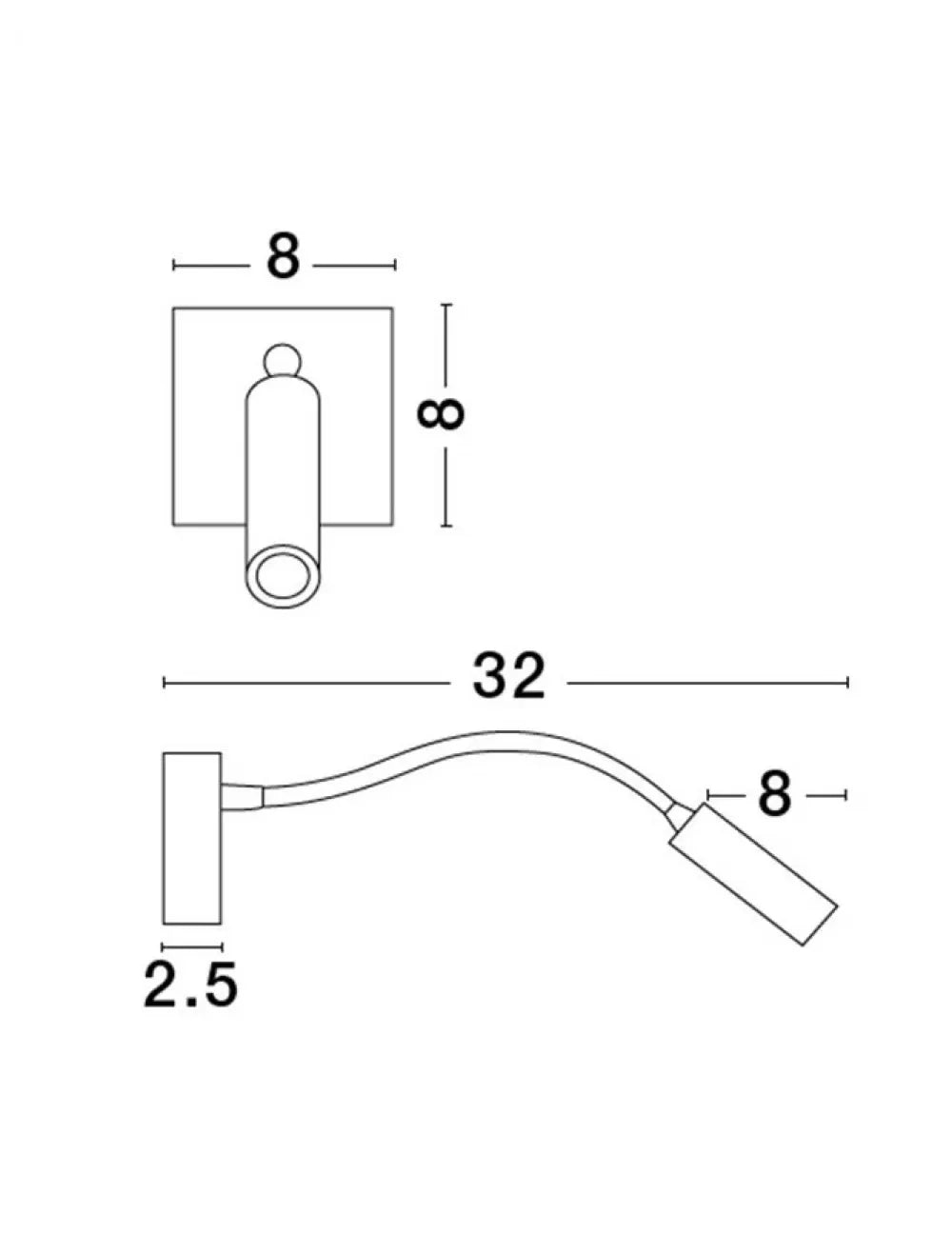 Aplica de perete din Aluminiu Negru H8xL32cm IP20 3W 190lm 3000k MADISON