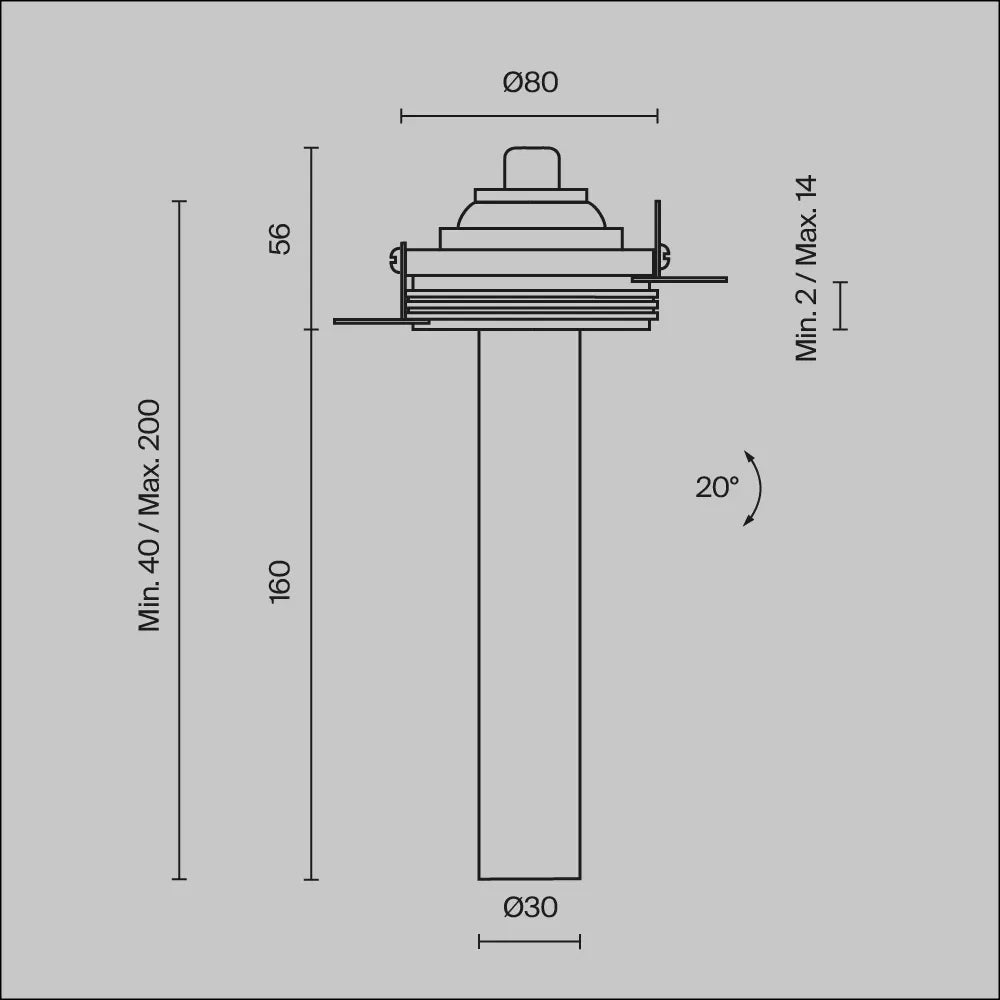 Spot incastrat din Aluminiu Negru/Alama H21.6xD3cm 7W 460lm 3000k Focus T