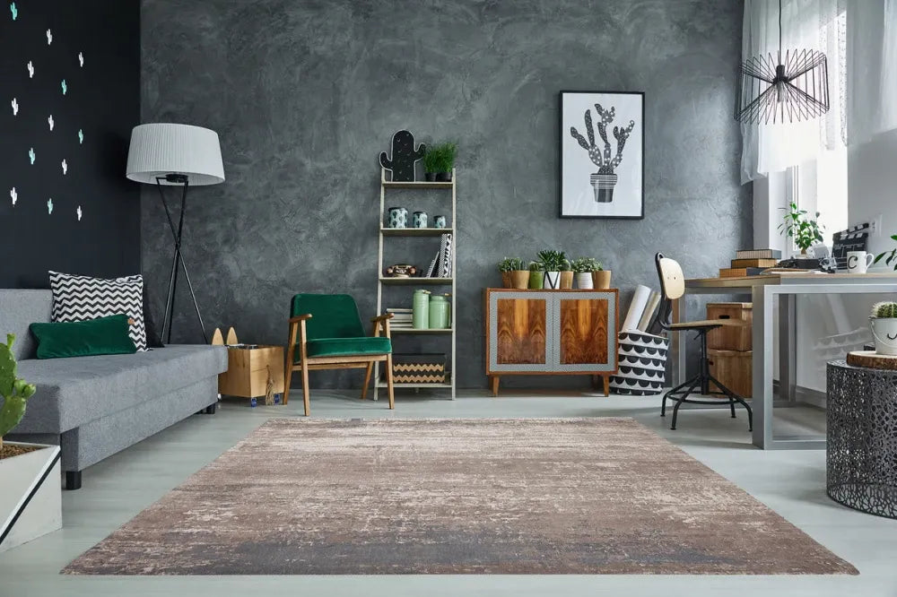 Covor din Bumbac/Poliester Gri/Bej L240cm Modern Art