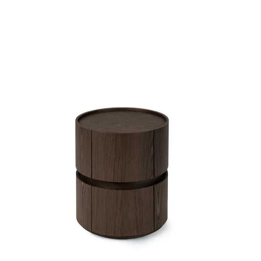 Noptiera rotunda cu 2 sertare Timeo de culoare nuc L40xH50cm